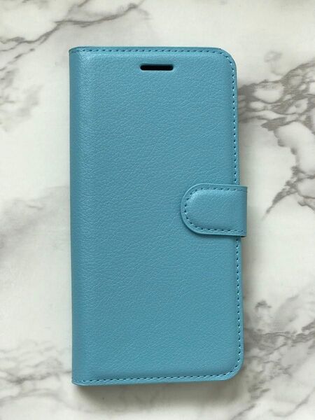 iPhone7Plus/8Plus ブルー 水色 シンプルレザー手帳型ケース