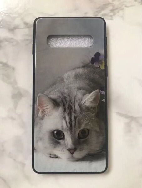 GalaxyS10 萌猫 可愛い猫ちゃん♪薄型 背面9Hガラスケース