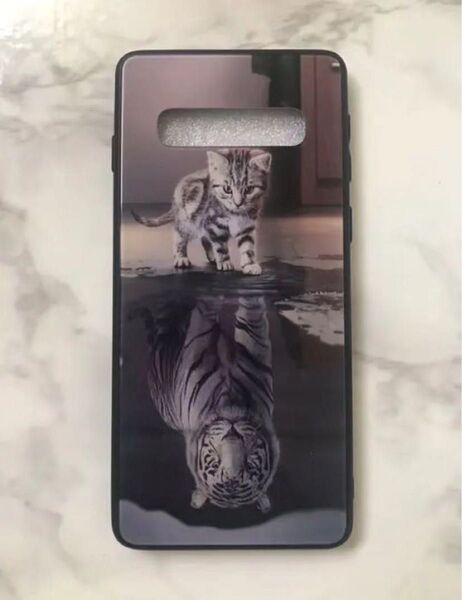 GalaxyS10 虎猫 可愛いねこちゃん♪薄型背面9Hガラスケース