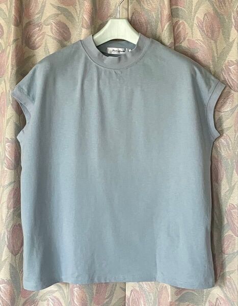 フレンチスリーブ ハイネック トップス ノースリーブ ゆったり XL