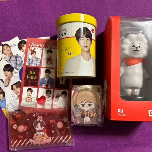 BT21 RJ フィギュア、レモナ 空缶、ポストカード、ポーチなど