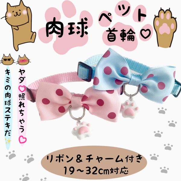 肉球チャーム首輪 猫 犬 ペット首輪