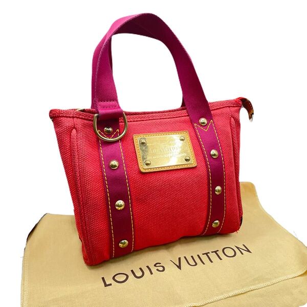 ルイヴィトン アンティグア カバ PM キャンバス ロゴプレート トートバッグ LOUIS VUITTON ハンドバッグ