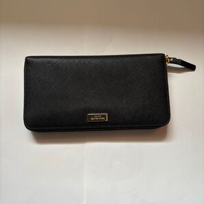 ケイトスペード ラウンドファスナー長財布 WLRU2669 ブラック レディース kate spade 中古 一部難あり