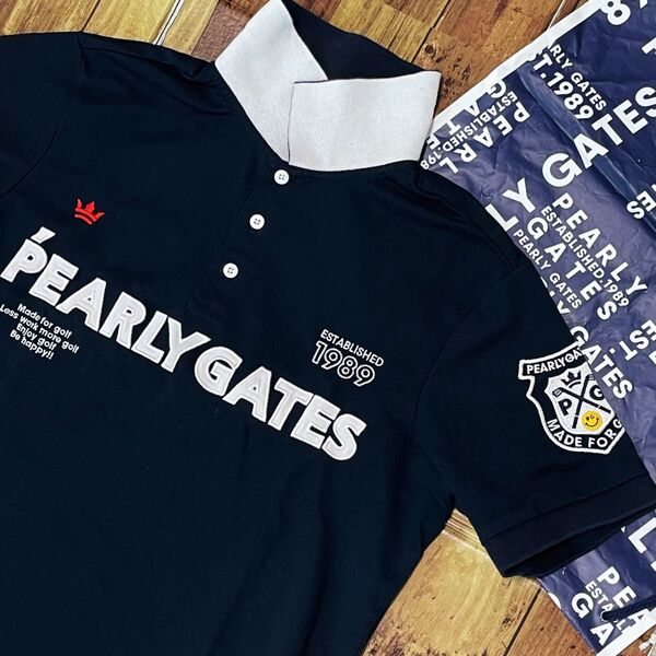 美品 パーリーゲイツ ポロシャツ 5 メンズ L ネイビー PEARLYGATES