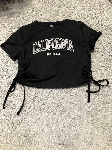 クロップド丈 Tシャツ 黒 Lサイズ