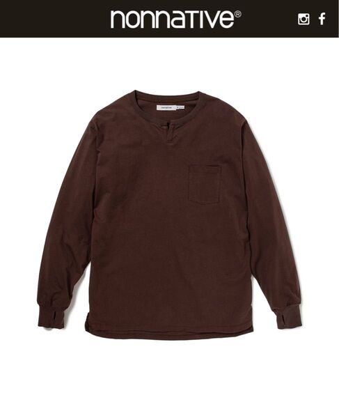 nonnative DWELLER L/S T-NECK TEE COTTON JERSEY BROWN 24SS