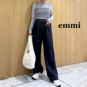 emmi エミ 24aw ジャガードゴムタックパンツ ロゴ ブラック 黒 サイズ 1