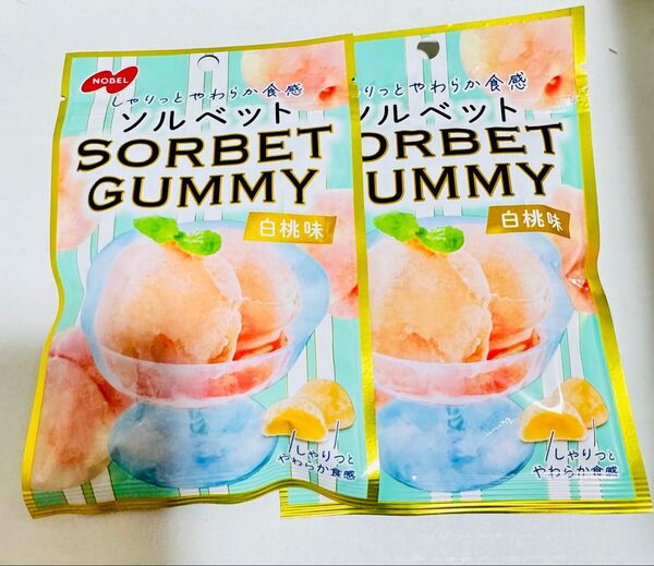 NOBEL SORBET ソルベットグミ 白桃味 50g 2袋