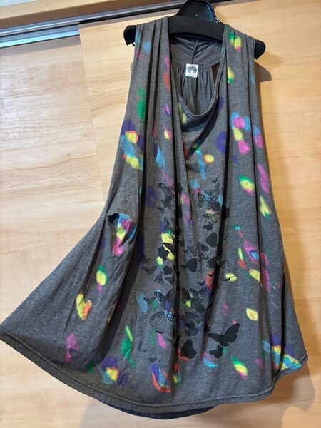 ☆スカラーのチュニックワンピース☆美品 ベスト ジレ センソユニコアナスイ蜷川実花好きさんにも蝶