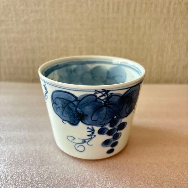 染付 蕎麦猪口 マルチカップ そば 和食器 有田焼 波佐見焼 ぶどう 葡萄 在銘