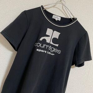 【Courrges】クレージュ ロゴTシャツ black