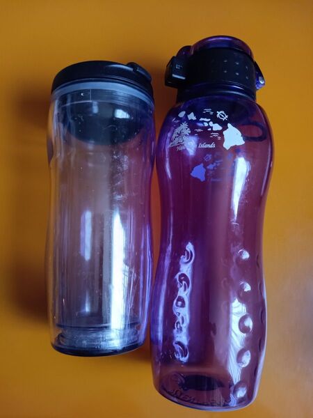 ハワイで買ったウォーターボトル 500ml 軽量 パープル おまけの二重構造で結露しにくいボトル付き