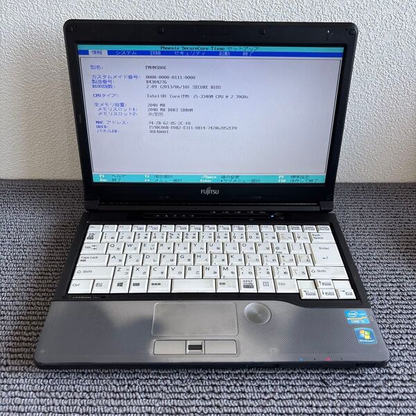 富士通lifebook S762/G i5-3340M メモリ2GB #5978