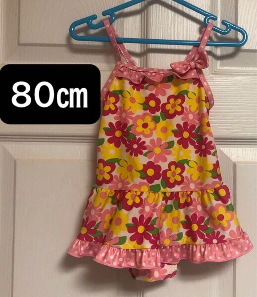 女の子用水着 花柄 フリル 80 ワンピース水着 リボン 水着