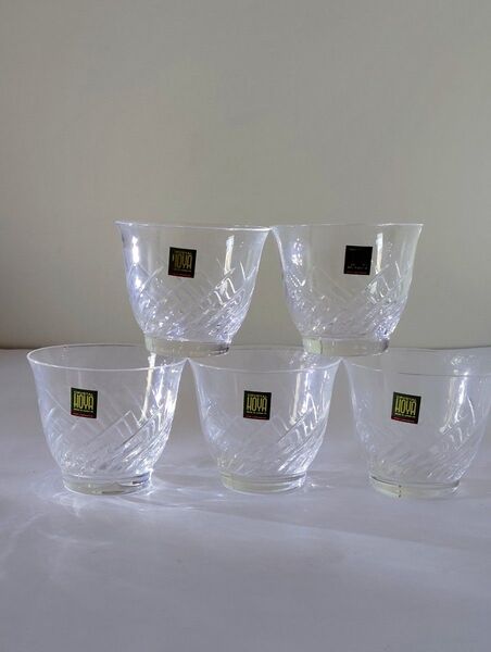 新品未使用 HOYA 東洋佐々木クリスタル 冷酒杯 グラス お猪口 酒器 ぐい呑 5客セット タンブラー