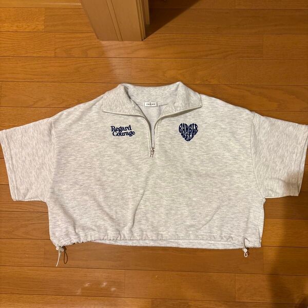 INGNI ハーフジップトップス グレー 半袖Tシャツ トレーナーTシャツ