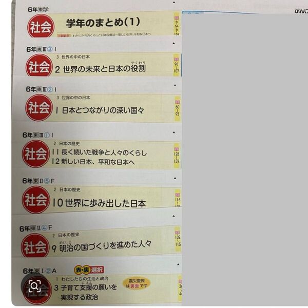 最新版2024〜2025 小学校6年 社会カラーテスト