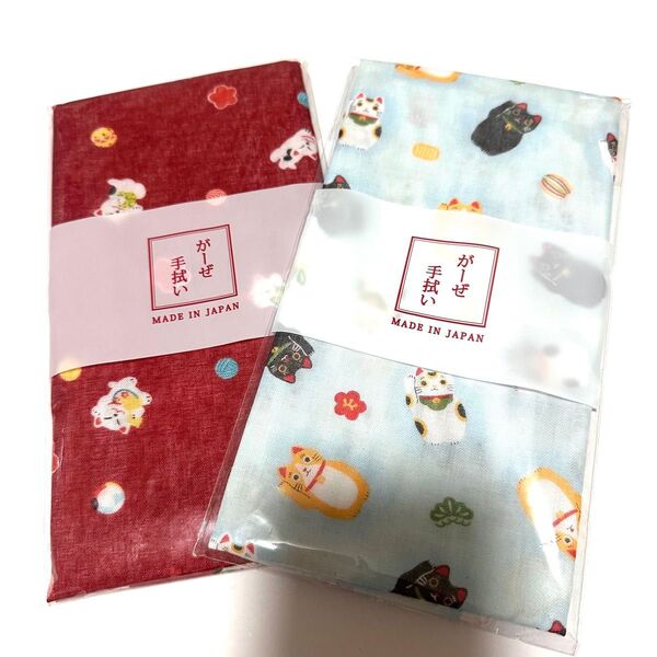 新品 日本製手ぬぐい 2枚セット 猫 ねこ柄 日本風 プレゼント用人気