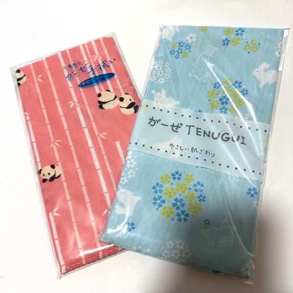 新品 日本製手ぬぐい 2枚セット パンダ柄 花柄 日本風 プレゼント用人気