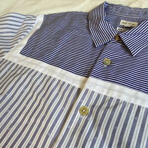  Paul Smith PaulSmith* stripe × border navy × white short sleeves shirt size M white × multi men's tops y20061705