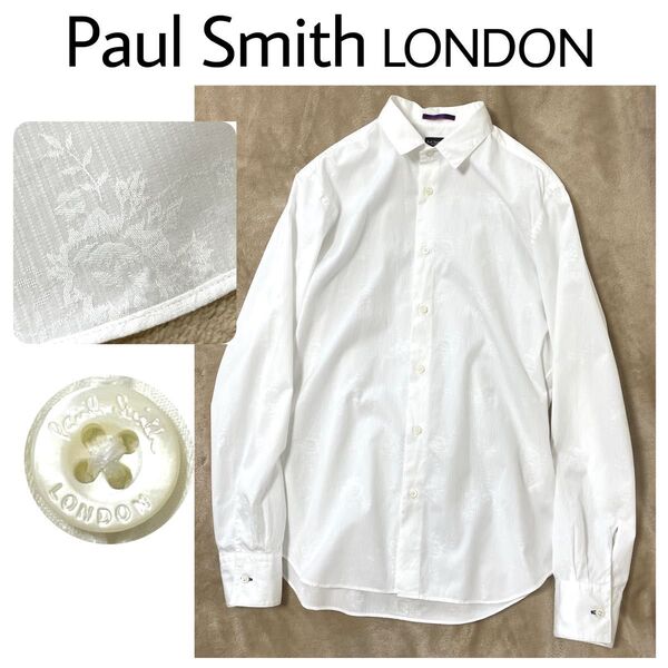 極美品【Paul Smith LONDON】メンズシャツ エンボス花柄ストライプ