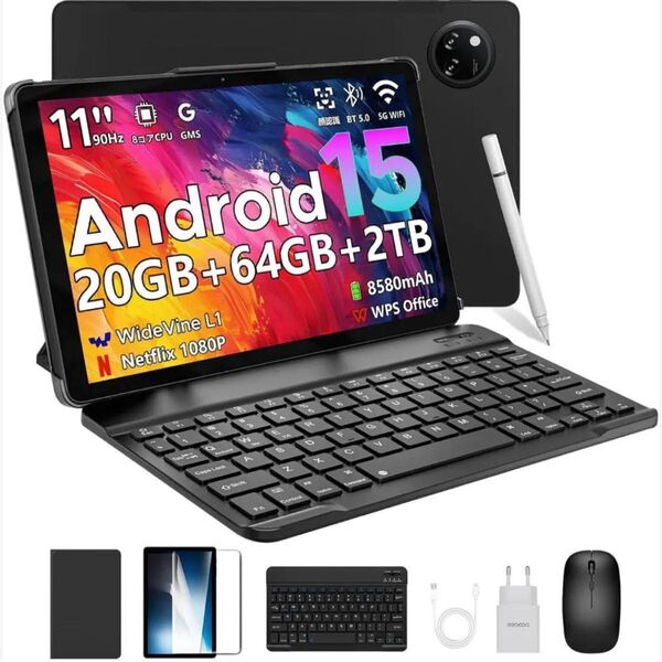 Android 15 タブレット 20GB+64GB+2TB拡張、8コア CPU T7200、1280*800 解像度