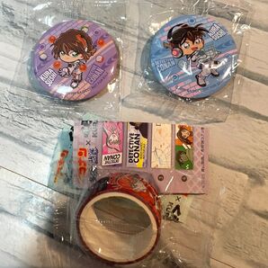 名探偵コナン 缶バッジ マスキングテープ 3点セット くら寿司 びっくらポン