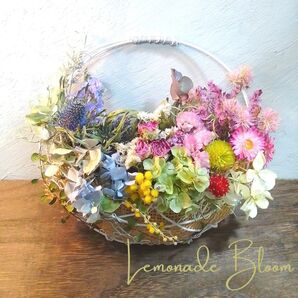 Lemonade Bloom フラワーバスケットワイヤーリース