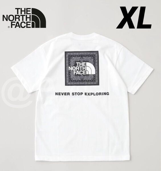 新品 ノースフェイス Tシャツ バンダナスクエアロゴティー 白 ホワイト W2 XL