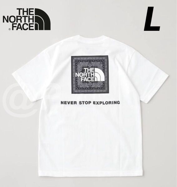 新品 ノースフェイス Tシャツ バンダナスクエアロゴティー 白 ホワイト W2 L