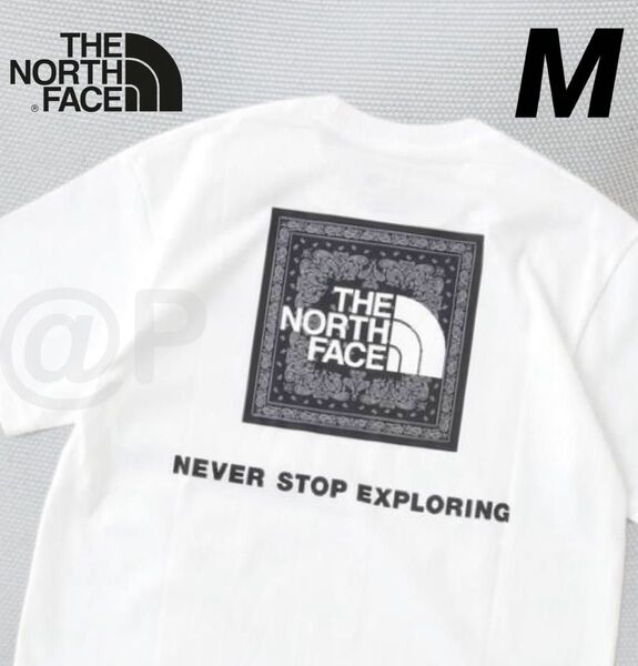 新品 ノースフェイス Tシャツ バンダナスクエアロゴティー 白 ホワイト W2 M