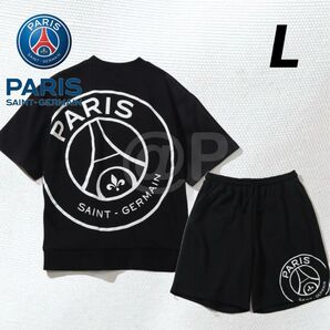 L 新品 パリサンジェルマン 上下セット 半袖スウェット ハーフパンツ Paris Saint-Germain PSG 黒
