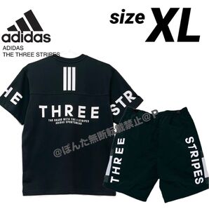 新品 adidas アディダス 上下セット 速乾 シングルジャージ 半袖シャツ 背面ロゴ ハーフパンツ 黒 ブラック XL