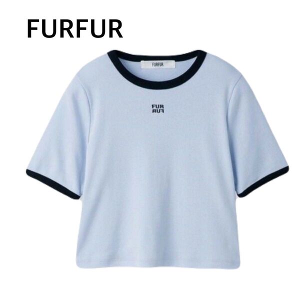 FURFUR ファーファー ロゴ刺繍リンガーネックTシャツ 半袖 トップス