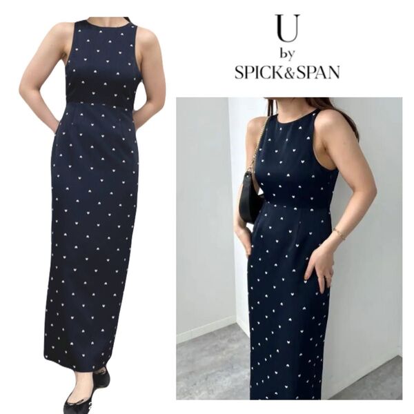 美品 U by SPICK&SPAN スピックアンドスパン エンブロイダリーワンピース ハート柄