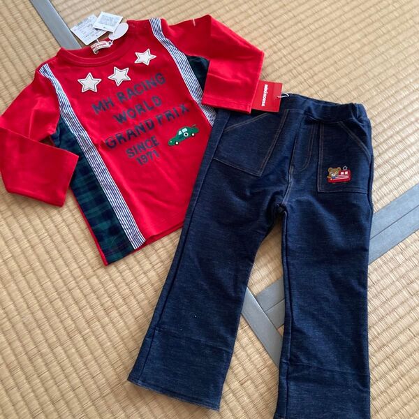 ミキハウス MIKIHOUSE 長袖Tシャツ デニム風パンツ 90cm 子供服