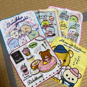 サンエックス リラックマ すみっコぐらし ミニタオル 5枚セット 綿100 ハンドタオル ハンカチ プチタオル
