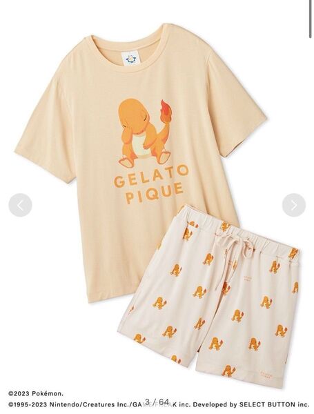 ポケモンスリープ接触冷感プリントTシャツ&ショートパンツセット ポケモン ヒトカゲ