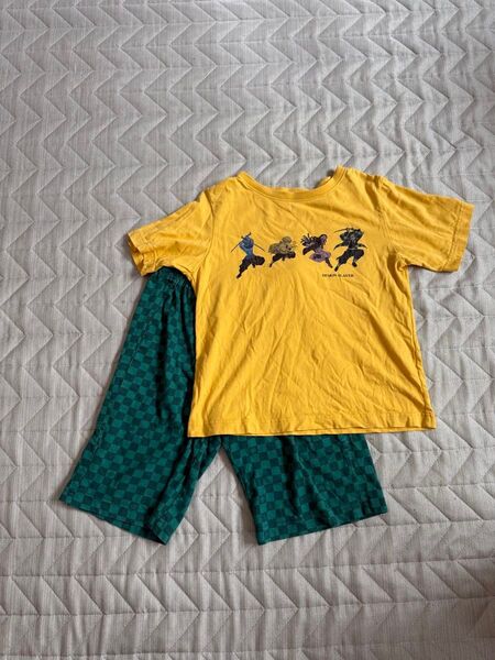 ジーユー キッズルームウェアパジャマ半袖ハーフパンツ140cm綿100%