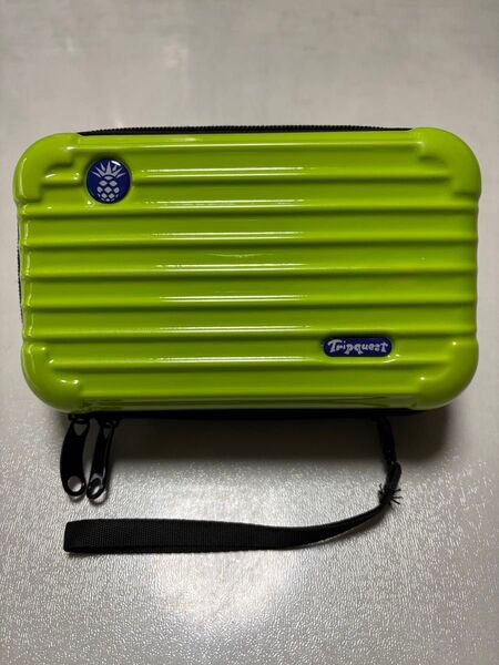 TripQuest ミニスーツケース型 小物入れ グリーン スマホポーチ デジカメケース