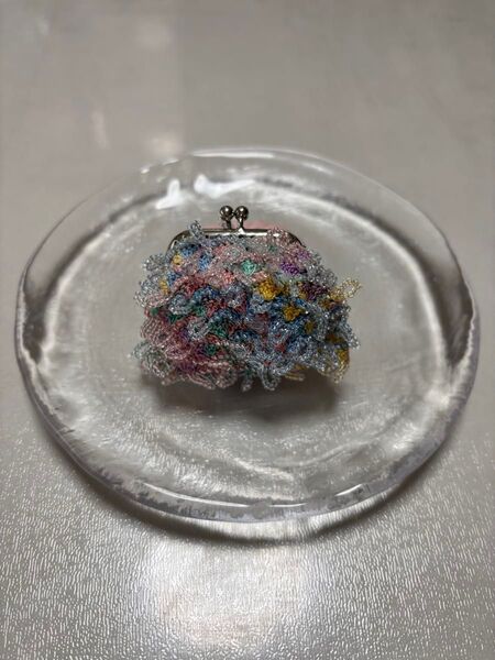 ビーズ がま口 マルチカラー ハンドメイド コインケース アクセサリーケース 小物入れ
