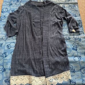 ドラッグストアーズ レース付き七分袖ニットロングカーディガン(美品)