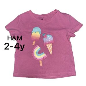 H&M キッズ 半袖 Tシャツ アイス ピンク 2-4y 98