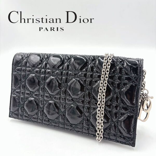 Christian Dior クリスチャンディオール カナージュ 2wayワンショルダーバッグ クラッチバッグ パテントレザー