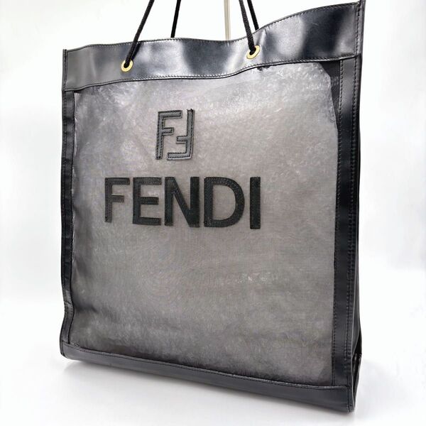 【廃盤・希少】FENDI フェンディ メッシュバッグ トートバッグ ヴィンテージ 259647 ブラック 黒