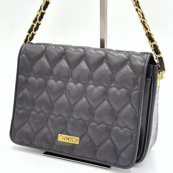 MOSCHINO モスキーノ キルティング チェーン 2way ショルダーバッグ ハンドバッグ レザー ハート