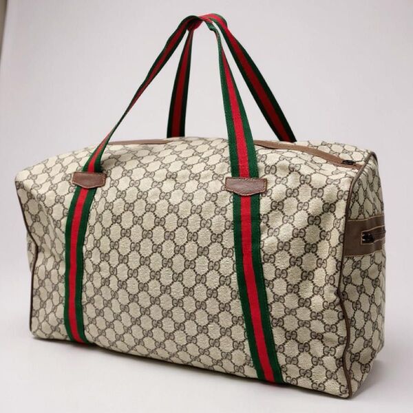 GUCCI オールドグッチ シェリーライン GG柄 レザーPVC ボストンバッグ