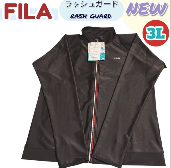 新品未使用タグ付 ラッシュガード 3L FILA ブラック