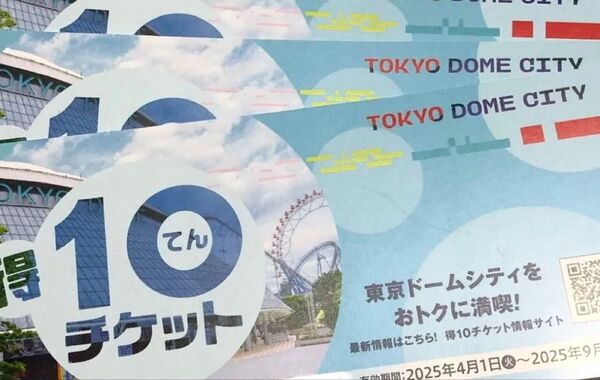 東京ドームシティ 得10チケット 3冊 30ポイント